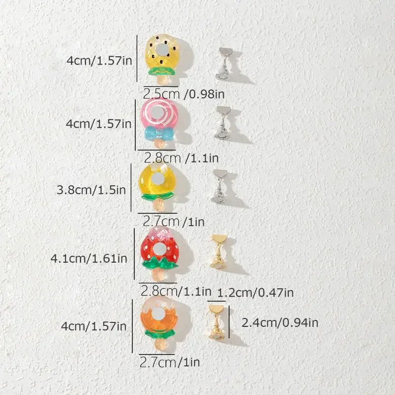 Bandeja de frutas e morango fofa, xadrez, pontas magnéticas de unhas, expositor de acrílico, suporte para unhas, prática de esmalte em gel, exibição de unhas falsas