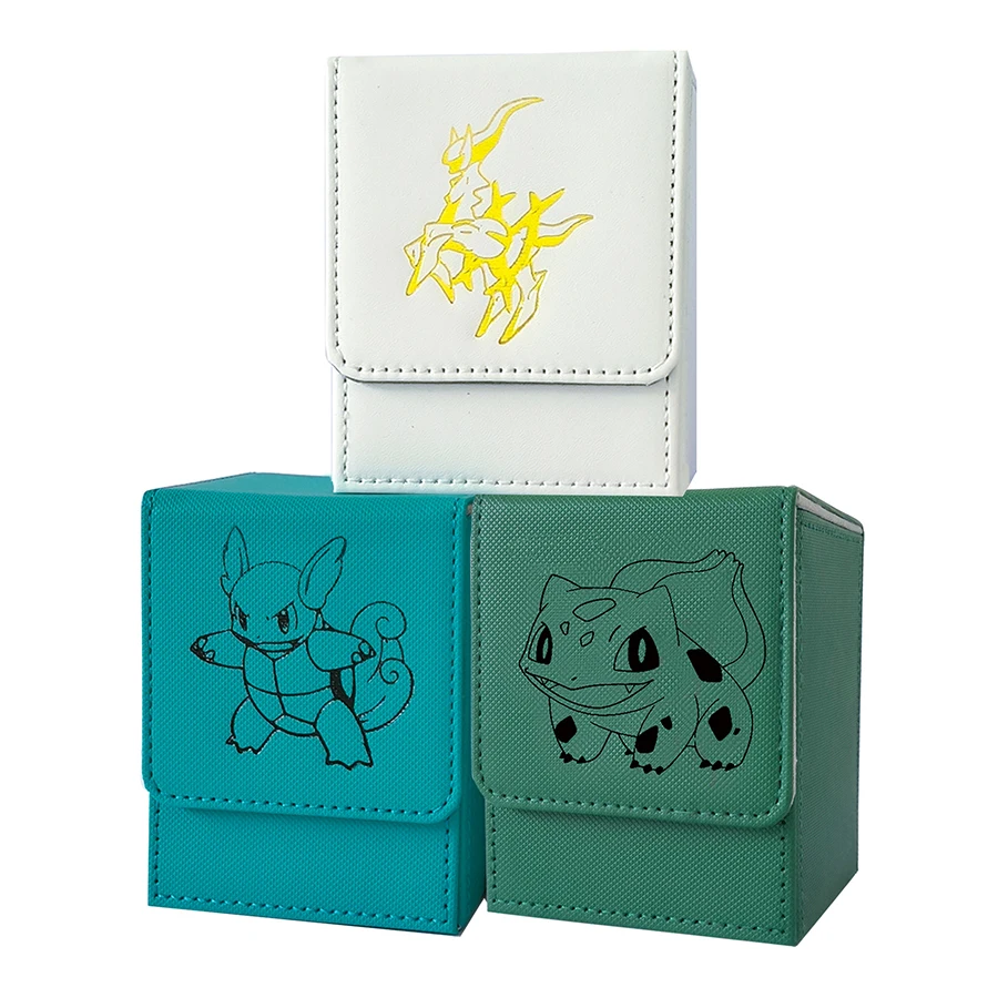 New Cartoon Bulbasaur Pokemon Arceus Card Storage Box Pu Leather Ptcg Wartortle Collection Card Box Can Hold 100+ Cards Gift Toy