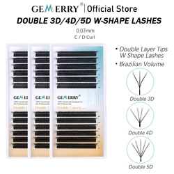 GEMERRY 4D/6D/8D/10D W Lashes Double Tips W Shape Eyelashes Premade Volume Fan 8-15mm Soft Cilios Fake Eyelashes Supplies