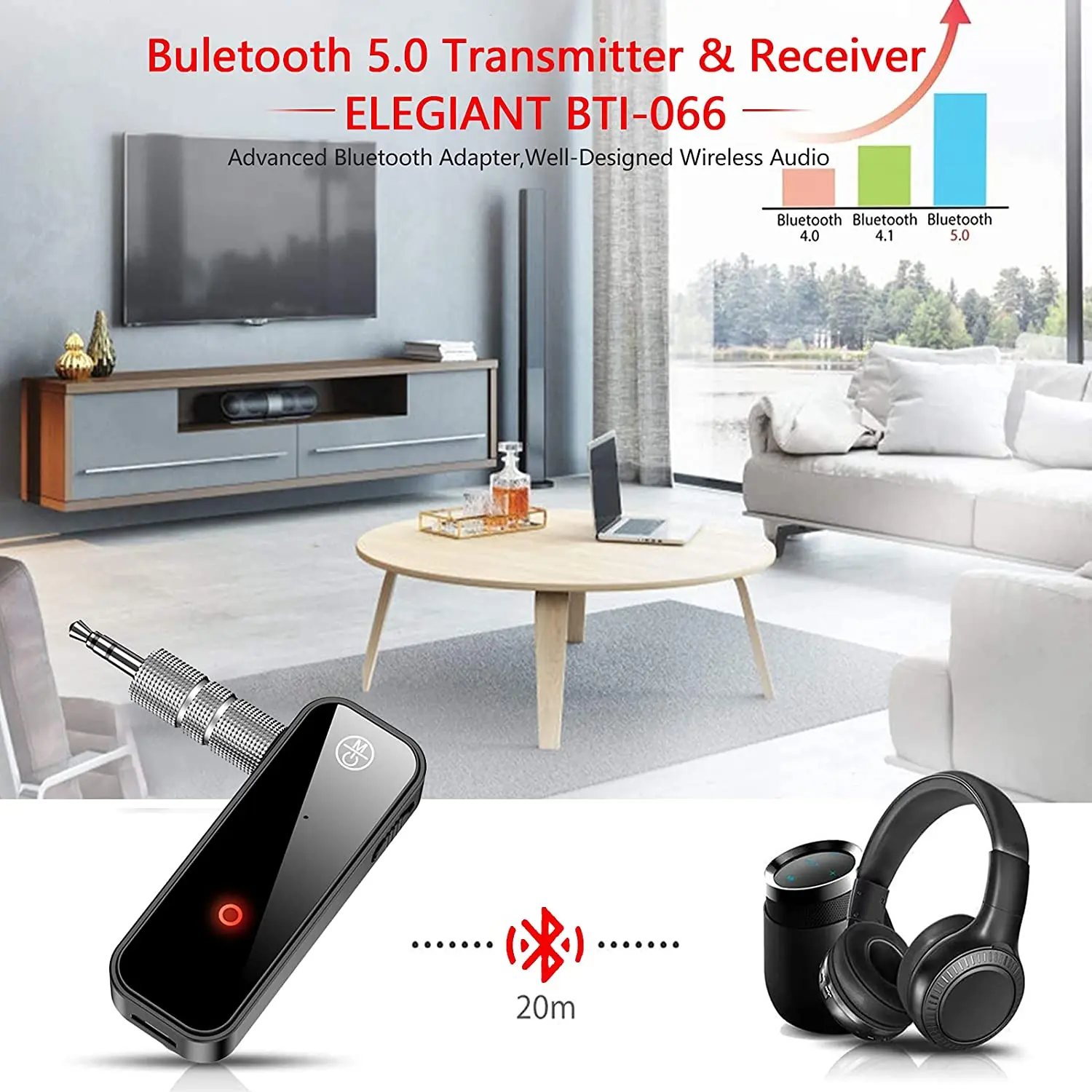 Bluetooth 5.0 Audio Receiver Transmitter Hansfree Call 3.5mmAUX Jack USB Dongle Stereo Music Wireless Adapters For TV PC Car Kit - view 3