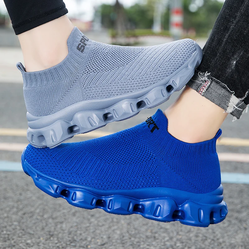 Unisex Plus Size 46 Breathable Mesh Platform Sneakers Women Slip on Soft Ladies Casual Running Shoes Woman Knit Sock Shoes Flats