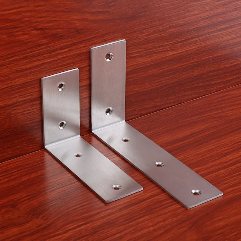 1Pcs Silvery Right Angle Bracket Connector lengtheningThickening L-Shaped Stainless Steel Corner Code Furniture Fixator 90Degree