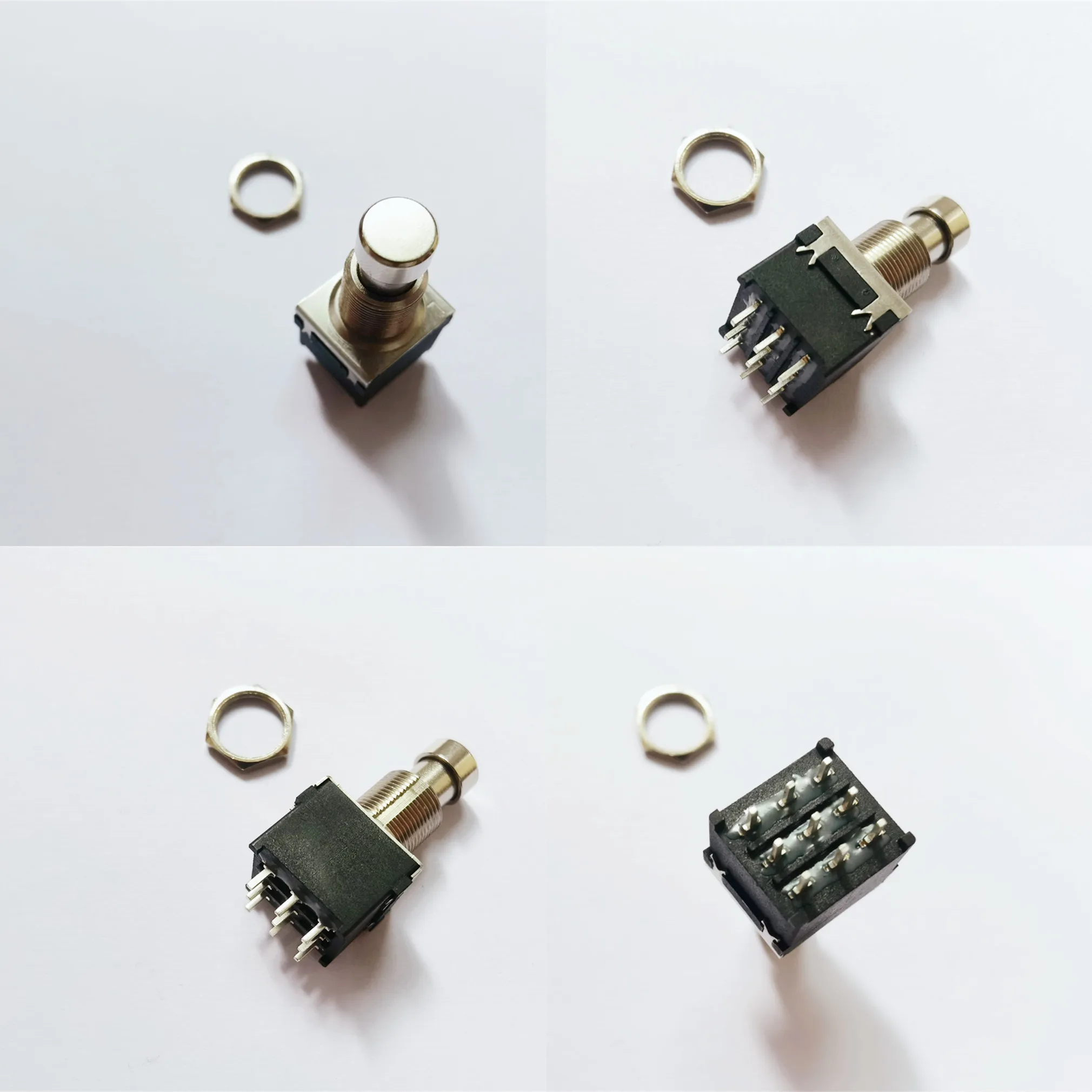 

Original New 100% hole 12MM metal head button switch guitar foot pedal 9pin lock self-locking switch power supply 3 ways 3 rows