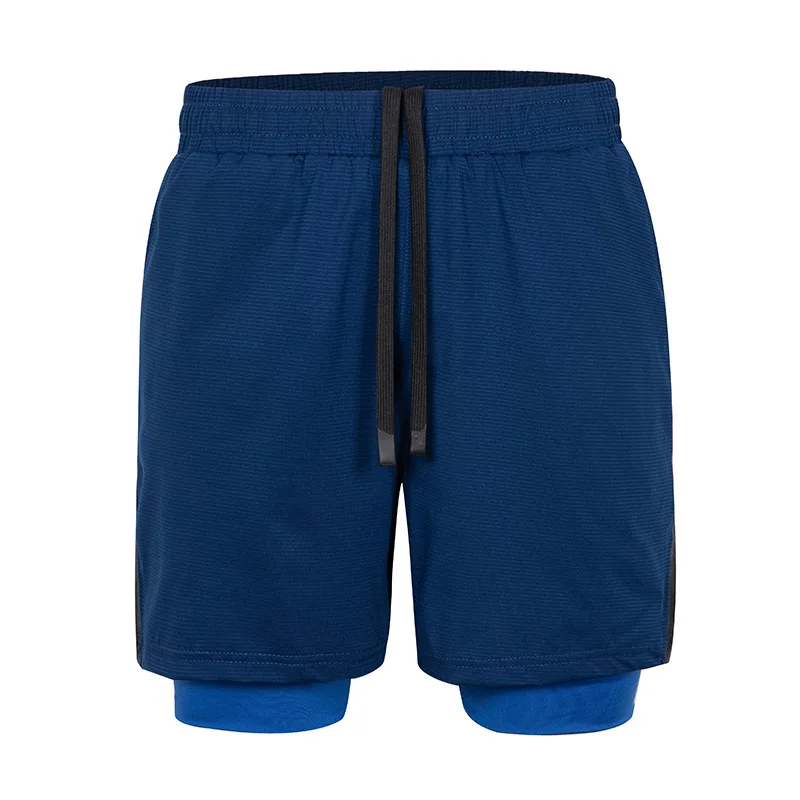 

2025 Summer New style Men's pure color quick-dry small check casual shorts Men loose multi-pocket double-layer 2-in-1 shorts ﻿