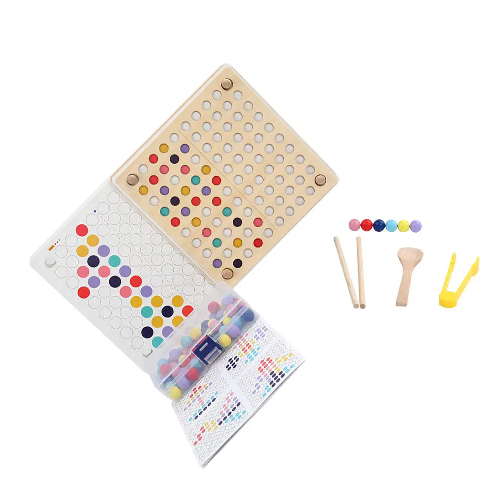 

1Set Wooden Puzzle Beads Clip Color Recognition Cognitive Early Educational Hand-Eye Coordination Brain Development Family