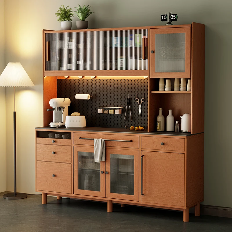 

Xiyin solid wood dining side cabinet, Nordic cherry wood rock slab, tea and wine cabinet, hole board, storage cabinet, kitchen i