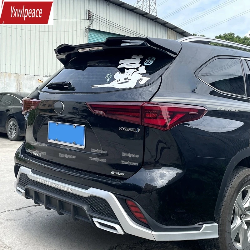 

For Toyota Highlander 4th 2021 2022 2023 Roof Spoiler ABS Glossy black/Carbon Fiber Look Rear Trunk Lip Spoiler Wing Car Styling