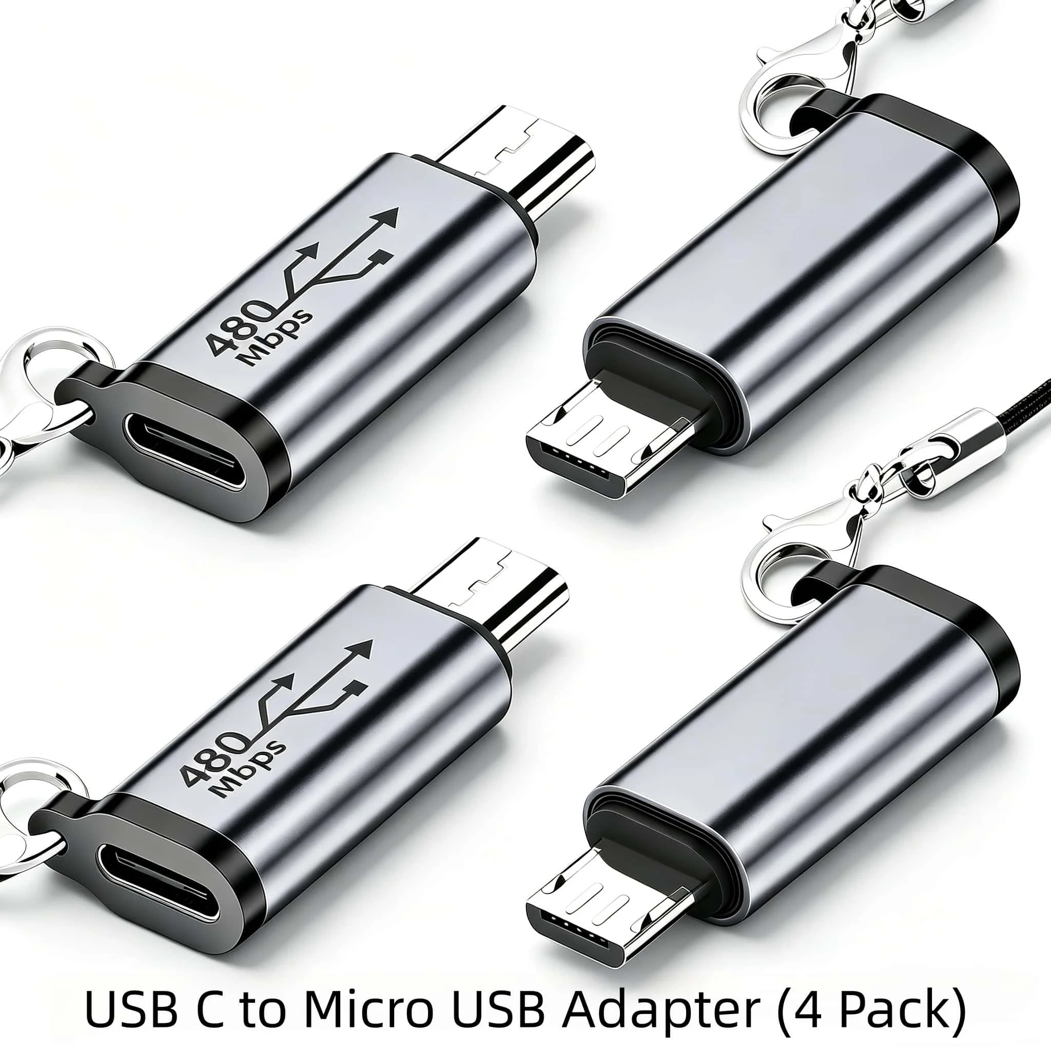 

4PCS Type-C Female to Micro USB Male Converter Support Data Sync Connector for Samsung Galaxy S8/S8+ and All Micro USB Enabled