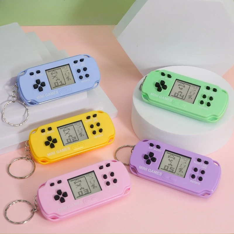 Mini Handheld Game Console Keychain Macaron Color Pocket Retro Game Player Portable Nostalgic Electronic Toy