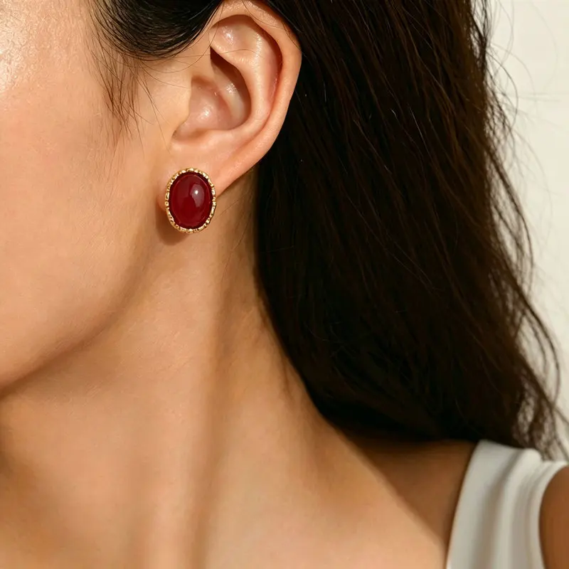 Neova Vintage Palace Style Gemstone Small Batch Retro Floral Ruffled Drop Earrings for Women Elegant Jewelry Accessory