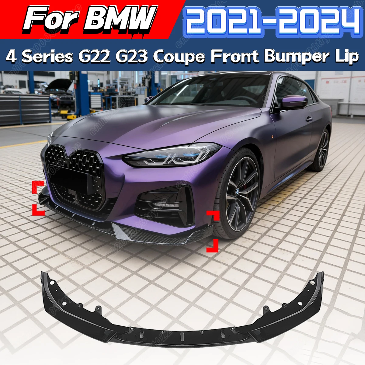

For BMW 4 Series G22 G23 Coupe 2021 2022 2023 2024 Automotive Front Bumper Lip Spoiler Splitter Body Decoration Modification Kit