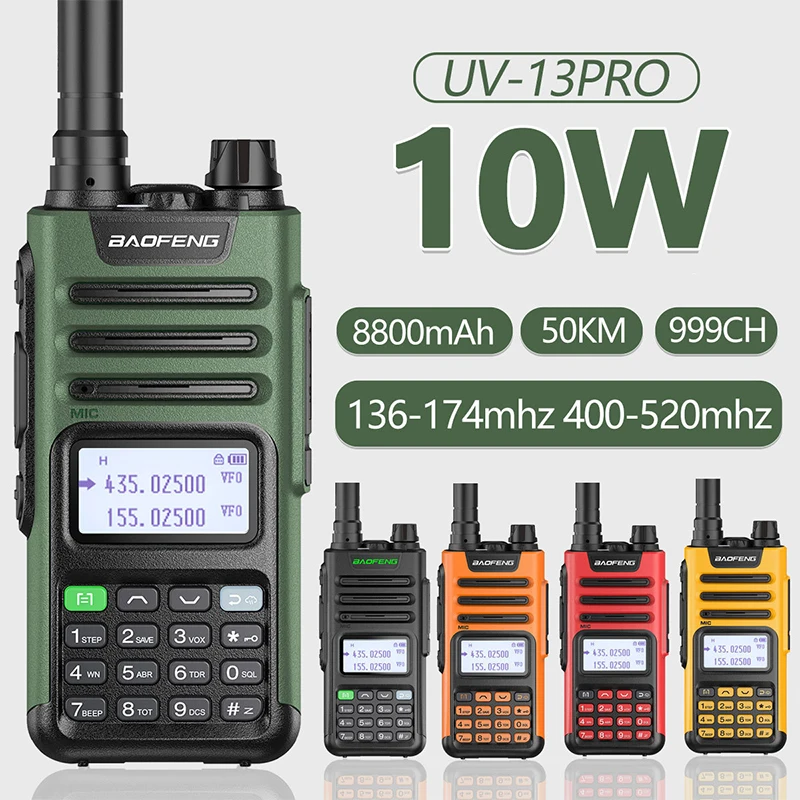 

BaoFeng UV-13 PRO V2 High Power Dual Band Walkie Talkie Type C Charger 50 KM Long Range Transceiver Ham Two Way Radio