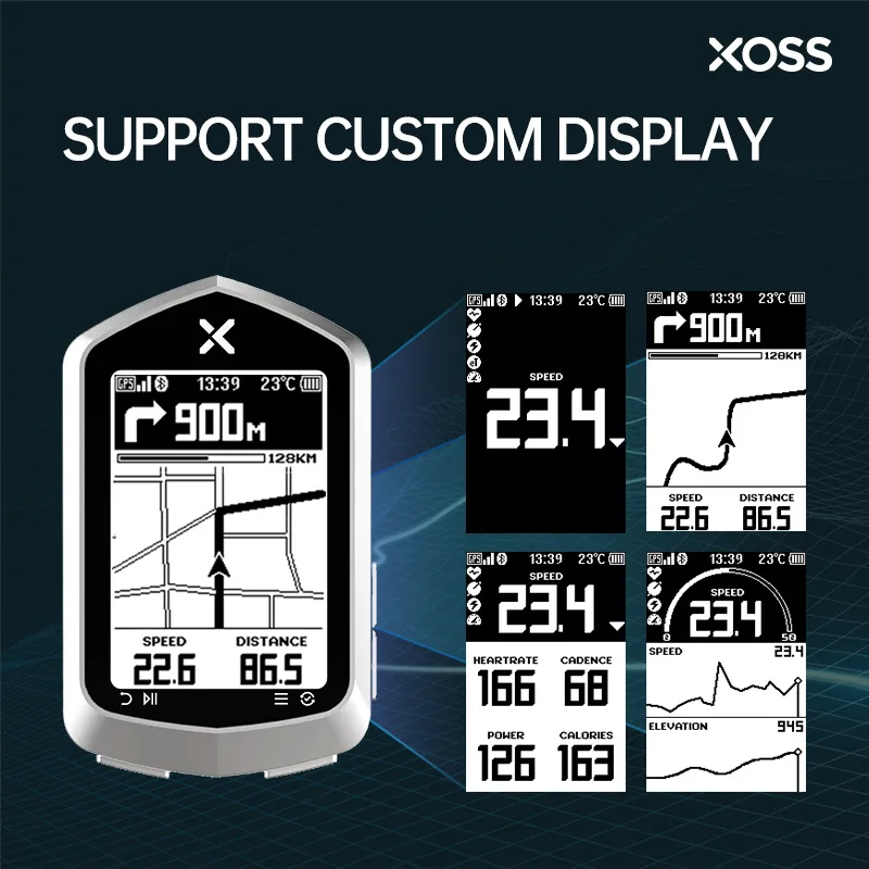 كمبيوتر الدراجة اللاسلكي XOSS NAV PLUS، تحديد المواقع السريعة 1s، عرض البيانات المخصصة، ANT+ Bluetooth متوافق مع تدريب ركوب الدراجات #2