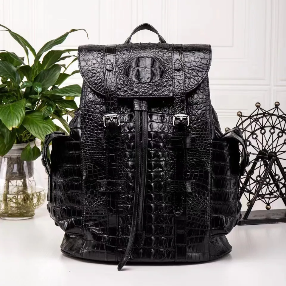 New Thai Crocodile Leather Men's Casual Business Made Genuine Leather Suitable Both Men‘s Women Large Capacity Feminine Backpack