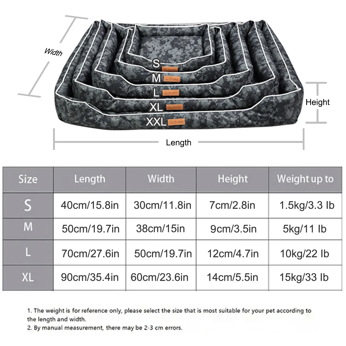 Large Dog Bed Waterproof Bed for Dog Filled W/ High Resilience Sponge Bite-resistant Detachable Washable Pet Mat Cat Accessories