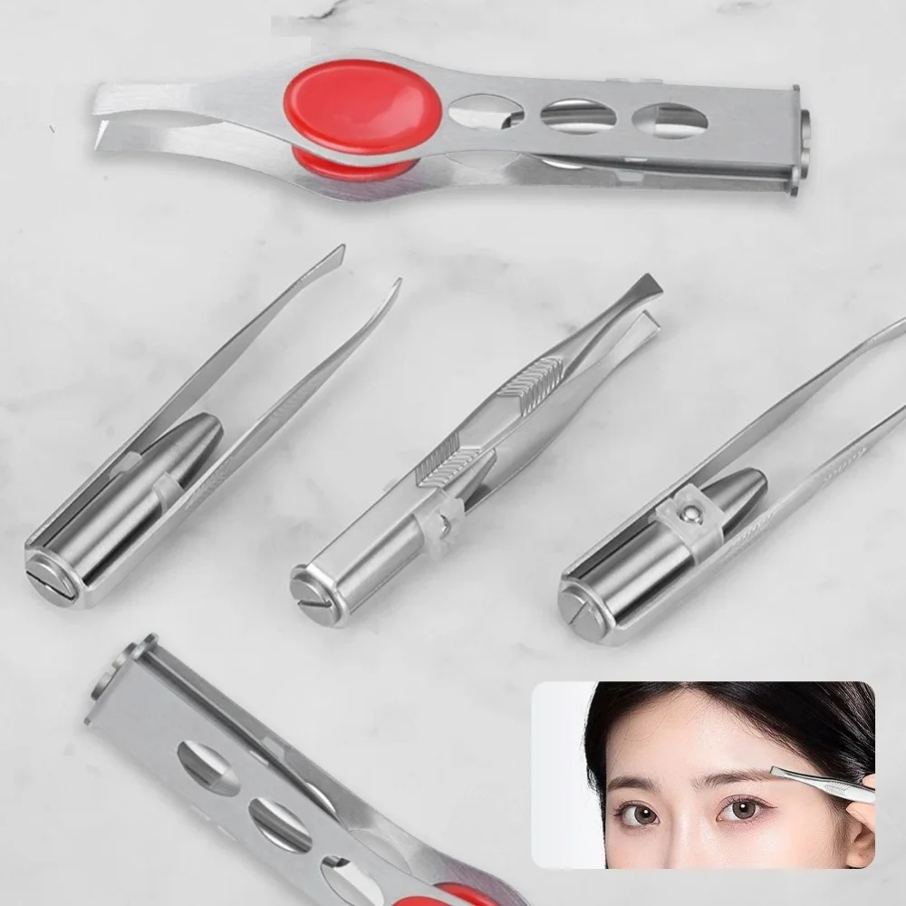 1pc Portable Stainless Steel Led Make Up LED Light Eyelash Eyebrow Clip Tweezer Set Smart Design Hair Remove Tweezer Makeup Tool