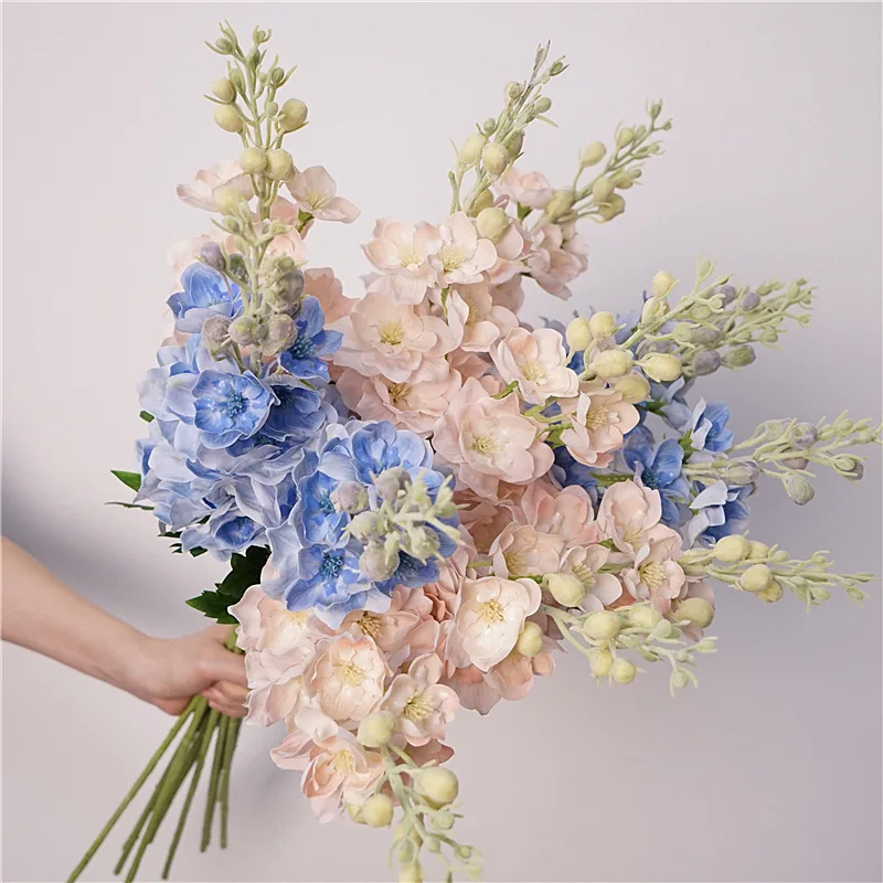 

4Pc Feel Moisturizing Delphinium To The Touch Real Artificial Flowers Wedding Flower Arrangement Party Home Decor Hyacinth Flore