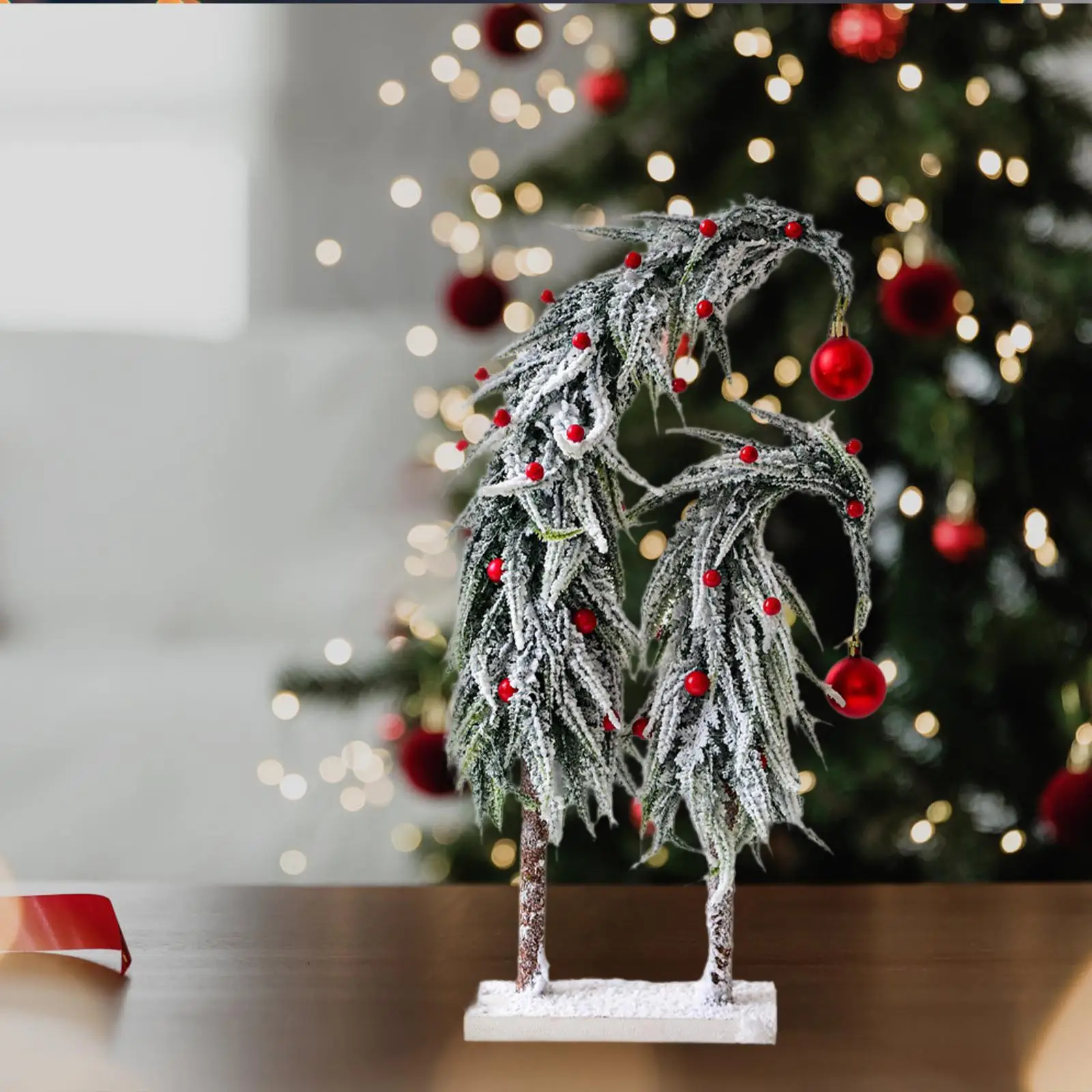 Tabletop Christmas Tree Statue Figurine Collectible Decorative Xmas Tree Decor Desktop Ornament for Party Countertop Indoor