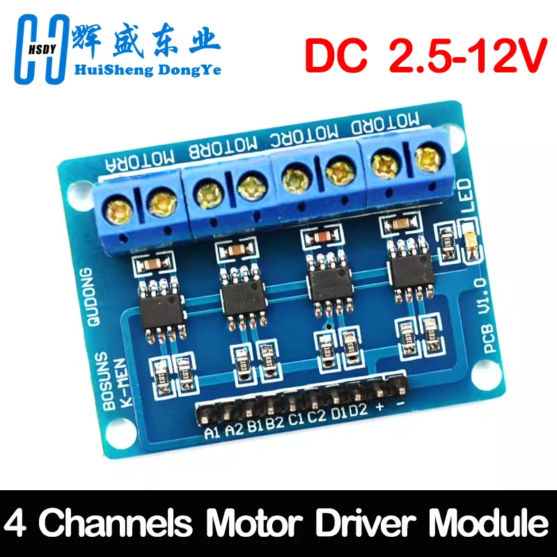 4CH 4 canali HG7881 Chip H-bridge DC 2.5-12V Modulo driver motore passo-passo Controller Scheda PCB 4 vie 2 fasi per Arduino