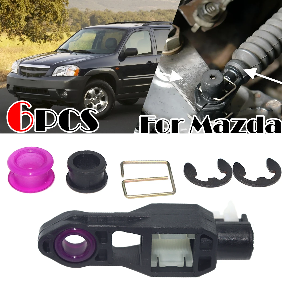 

6 шт., трос переключения передач, втулка управления для Mazda CX-7 Tribute CX-30, рычаг переключения передач, селектор, концевая тяга, соединение