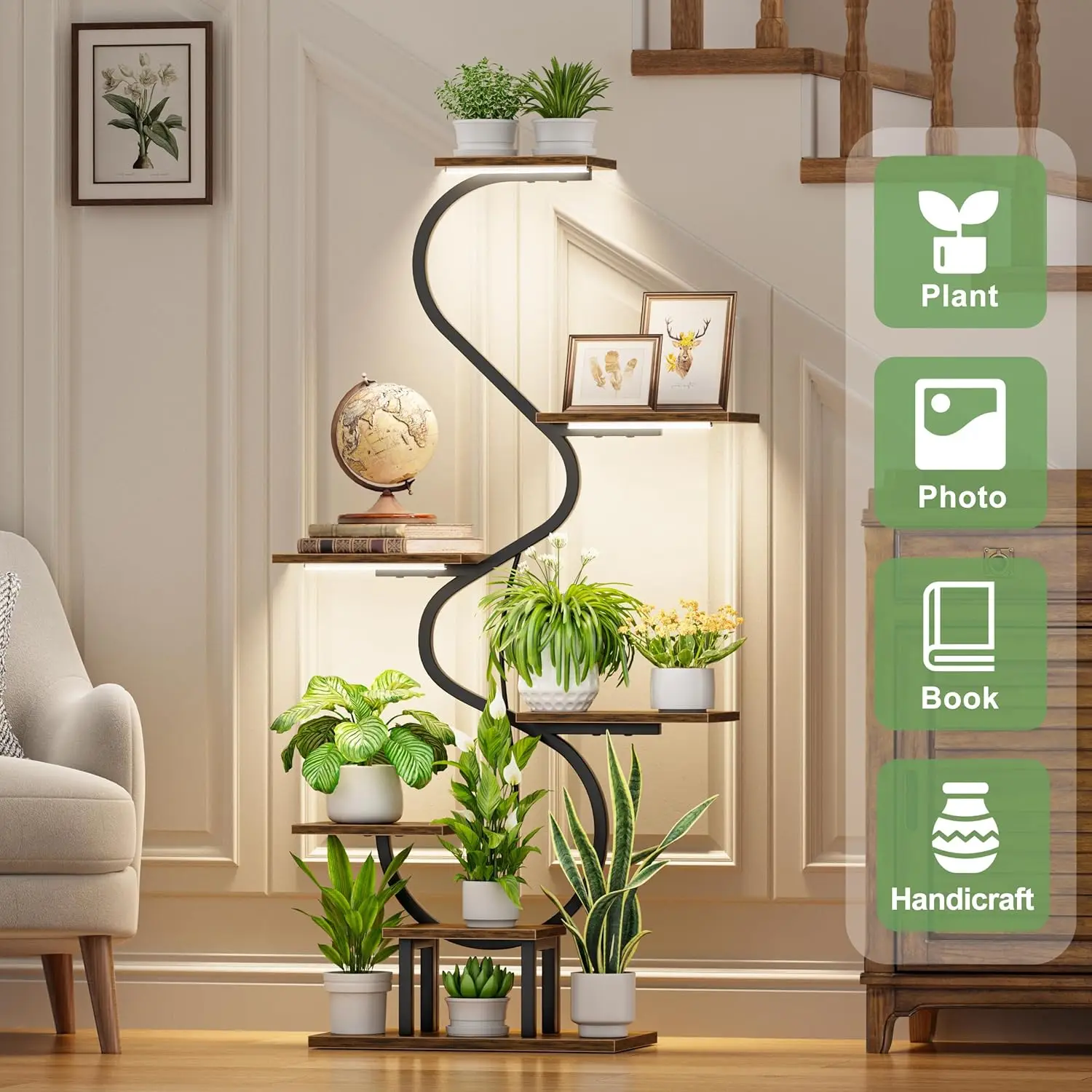 

Plant Stand Indoor with Grow Lights - Tall Corner Plant Shelf, 7 Tiered Plant Stands for Indoor Plants,Factory Direct Sales