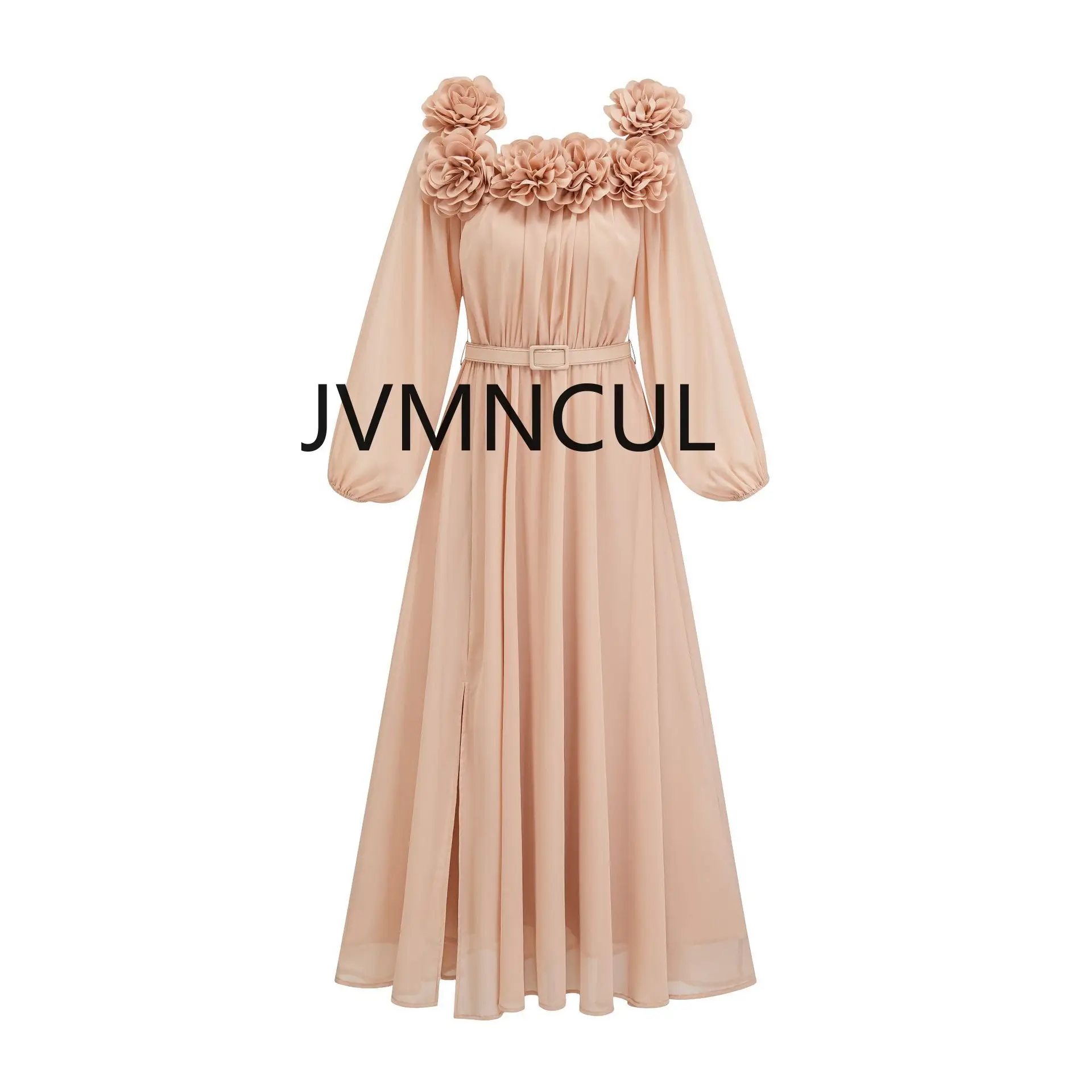 Elegante vestido rosa con dobladillo con volantes, en stock, vestido de noche francés elegante al por mayor para fiestas elegantes, fabricante 2025