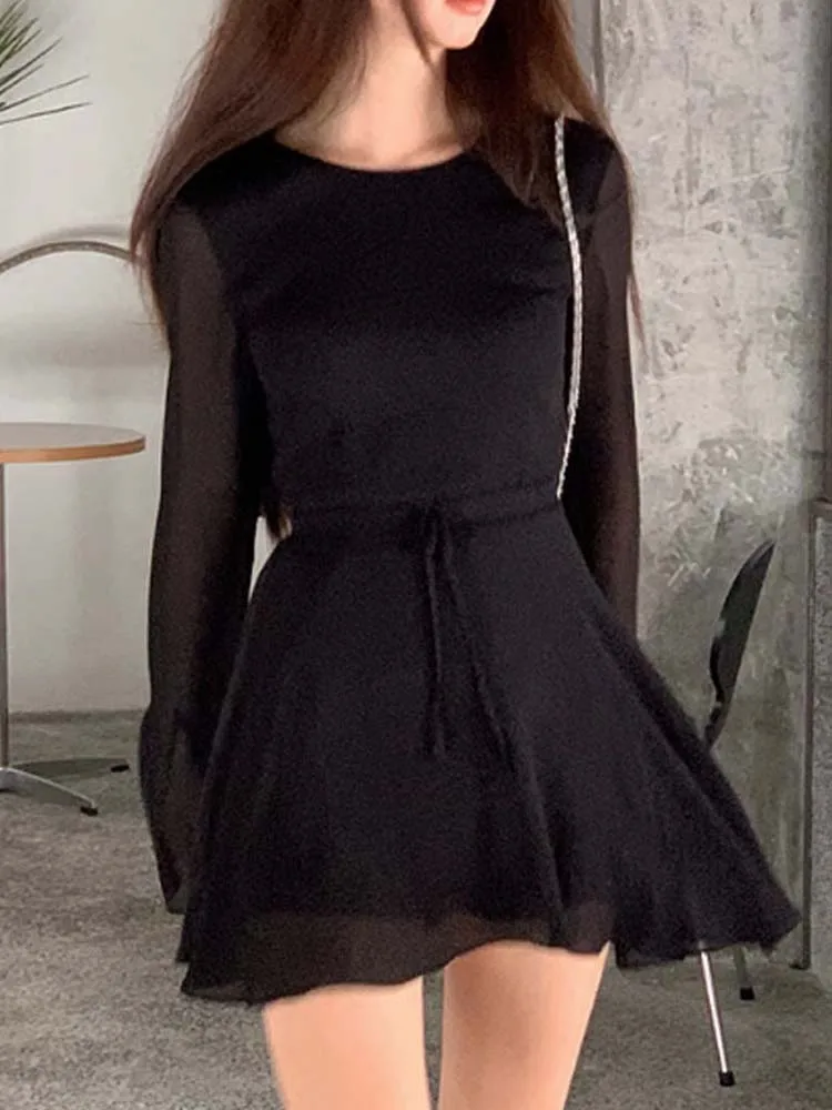 

Y2K Mini Dresses Women Bodycon Black Dress Female Sexy Slim Even Party Dresses Ladies Korean Style Backless Dress Autumn Vestido