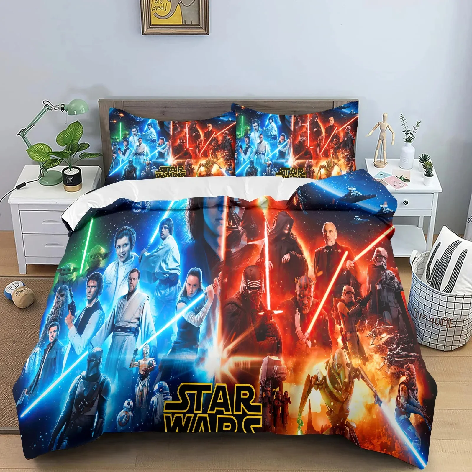 sf-s-star-w-wars-布団カバーと枕カバー、ティーンと大人向けの寝具セット、家の寝室の装飾、男の子と女の子へのギフト