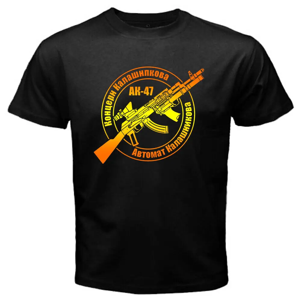 AK 47 Automat Kalashnikov Firearms Men's Black T Shirt Size S to 5XL