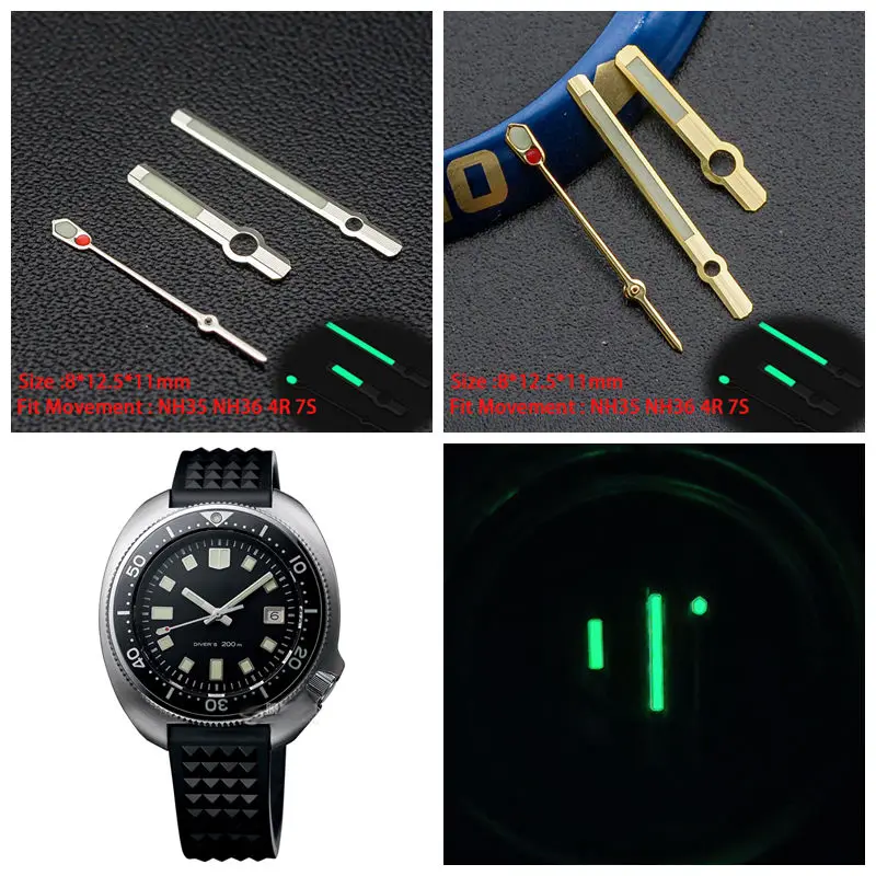 

Silver Gold Luminous Watch Hands for NH35 NH36 4R Movement Retro Simple Style Watch Mod Parts Compatible with Dive Sport Watch