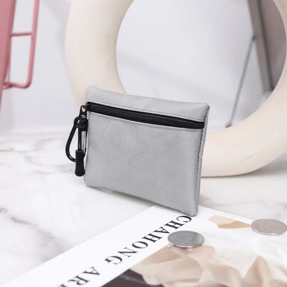 Practical Canvas Coin Purse Solid Color Ultra Light Key Pouch Mini Size Zipper Small Item Bag For Men