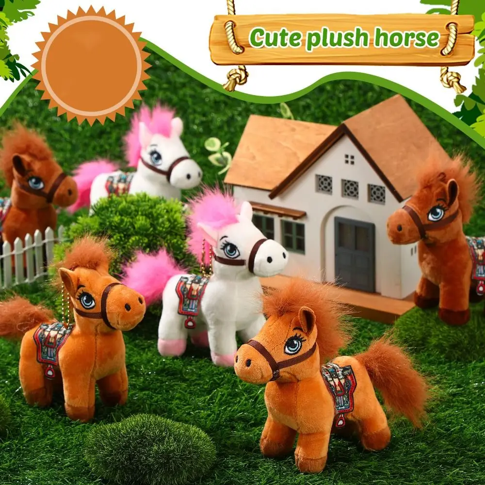 Horse Plush Toy New 15cm Stuffed Animal Horse Premium Plush with Suction Cup Zodiac Horse Pendant Simulation Pony Zodiac Gift