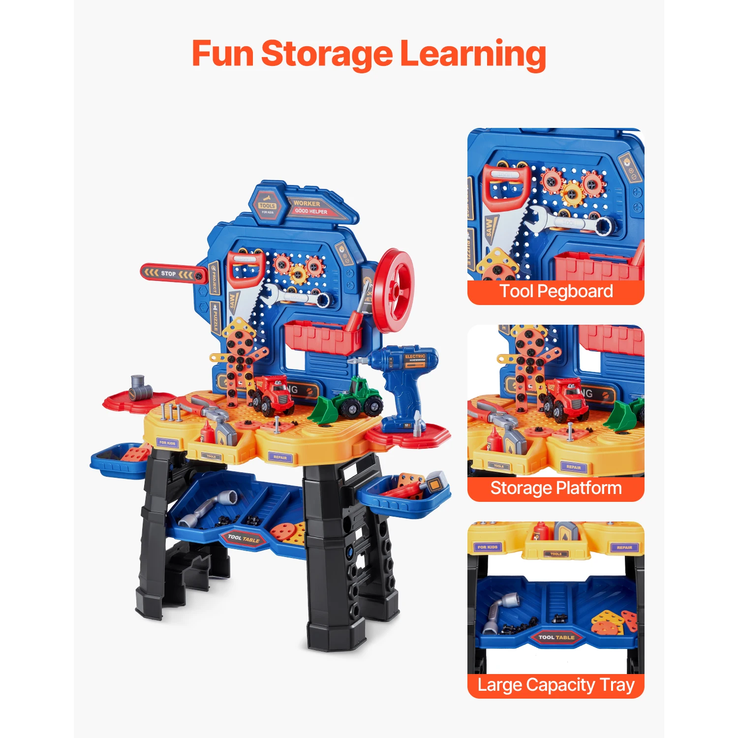 SucceBuy 181 Uds banco de herramientas para niños juego de herramientas Transformable realista con banco para niños pequeños juego de simulación regalo de aprendizaje para niños Juguetes