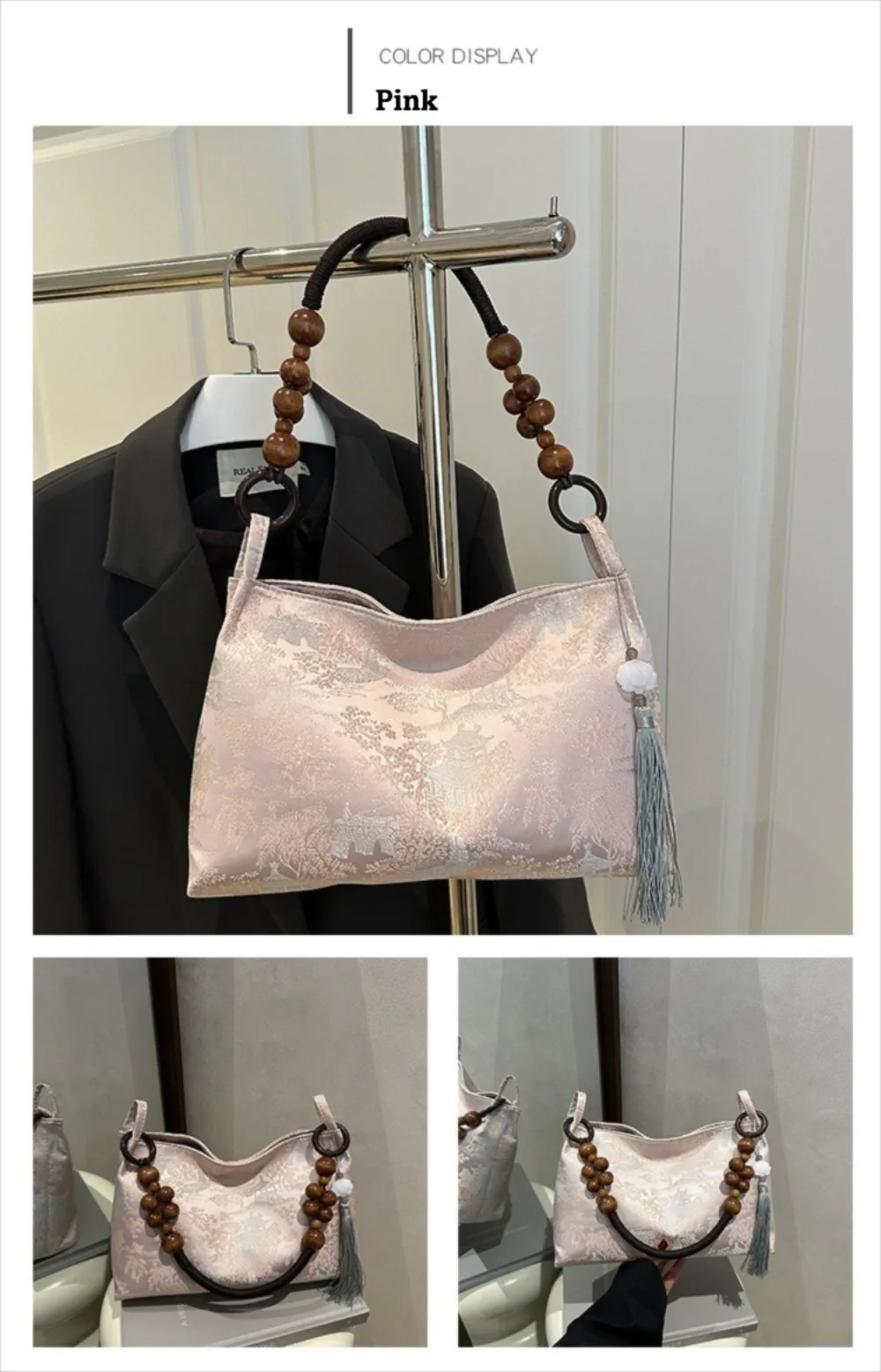 Bestickte Umhängetasche ​ Hasp Nähgarn Handwerk ​ ​ Ethnische Musterstickerei ​ ​ Handtasche im Nationalstil ​ Handtaschen mit Obergriff – Detail 10