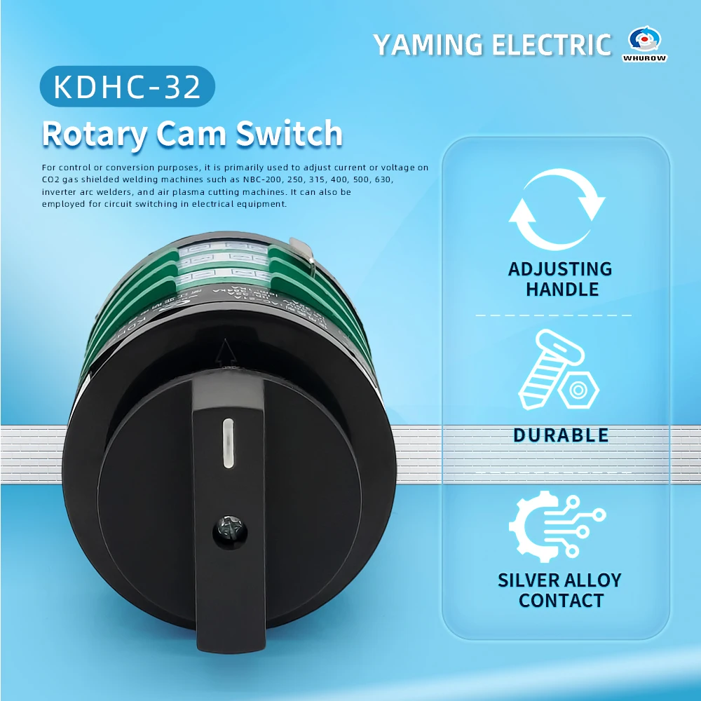 KDHC-32/3x8 Electrical Welding Machine Changeover Rotary Cam Switch 32A 3 Poles 8 Position Silver Contact