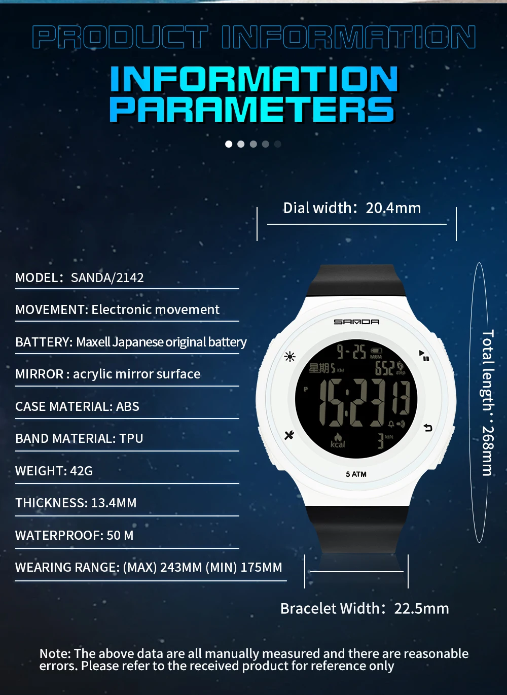 Fashion Sanda Top Brand Mens Luxury Waterproof Electronic Led Digital Step Counting Multifunctional Night Light Sports Watch