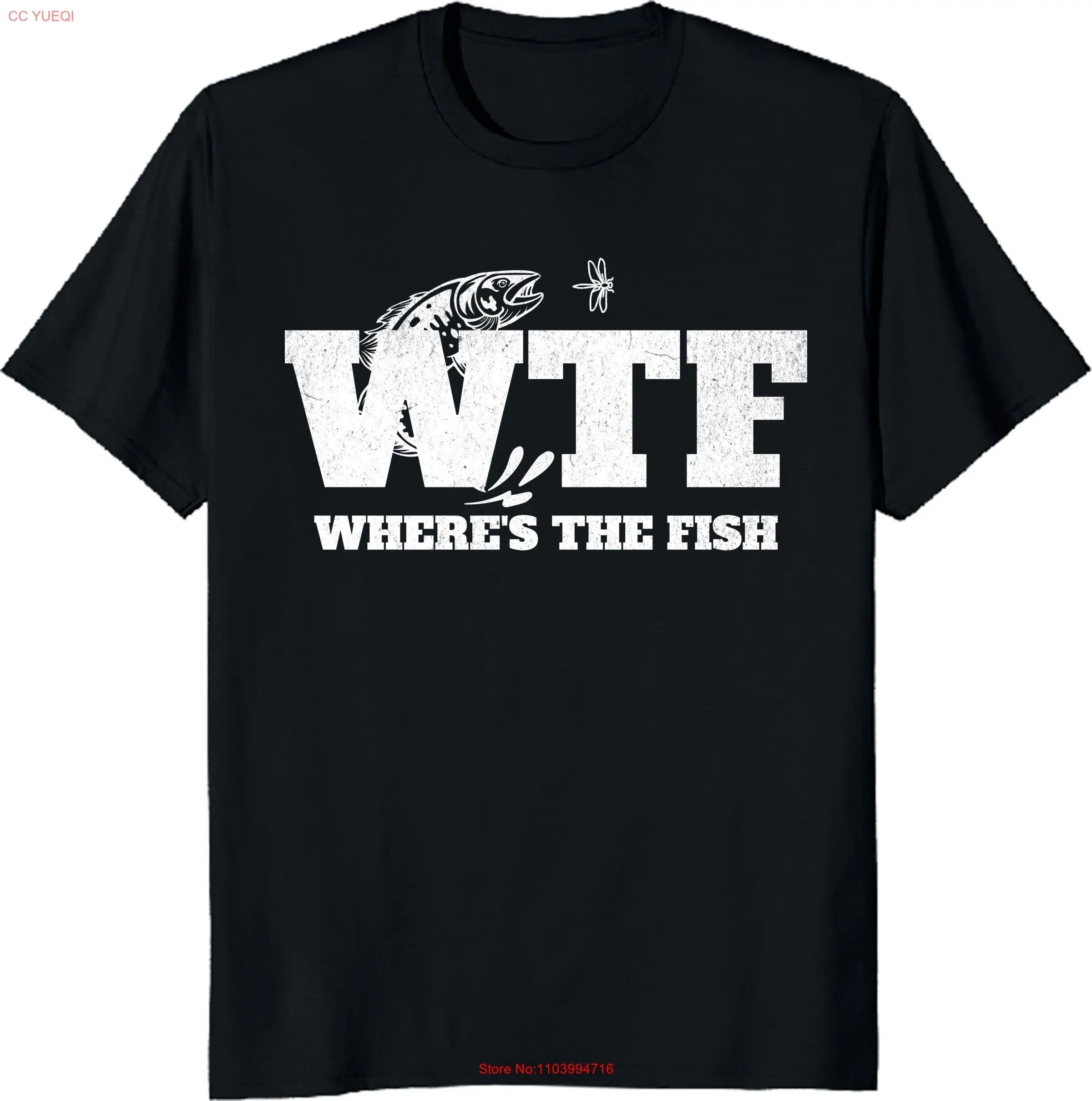

WTF Where's The Fish Men's Funny Fishing s Fathers Day T Shirt for Him long or short sleeves