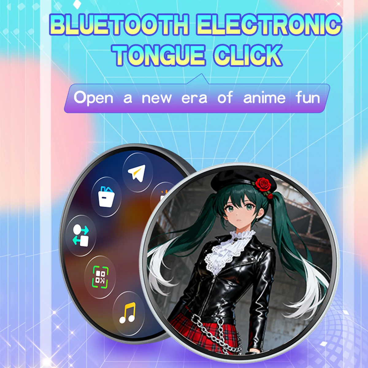 Smart Bluetooth Anime Digital Badge - 7 Color LED, Anime E-B
