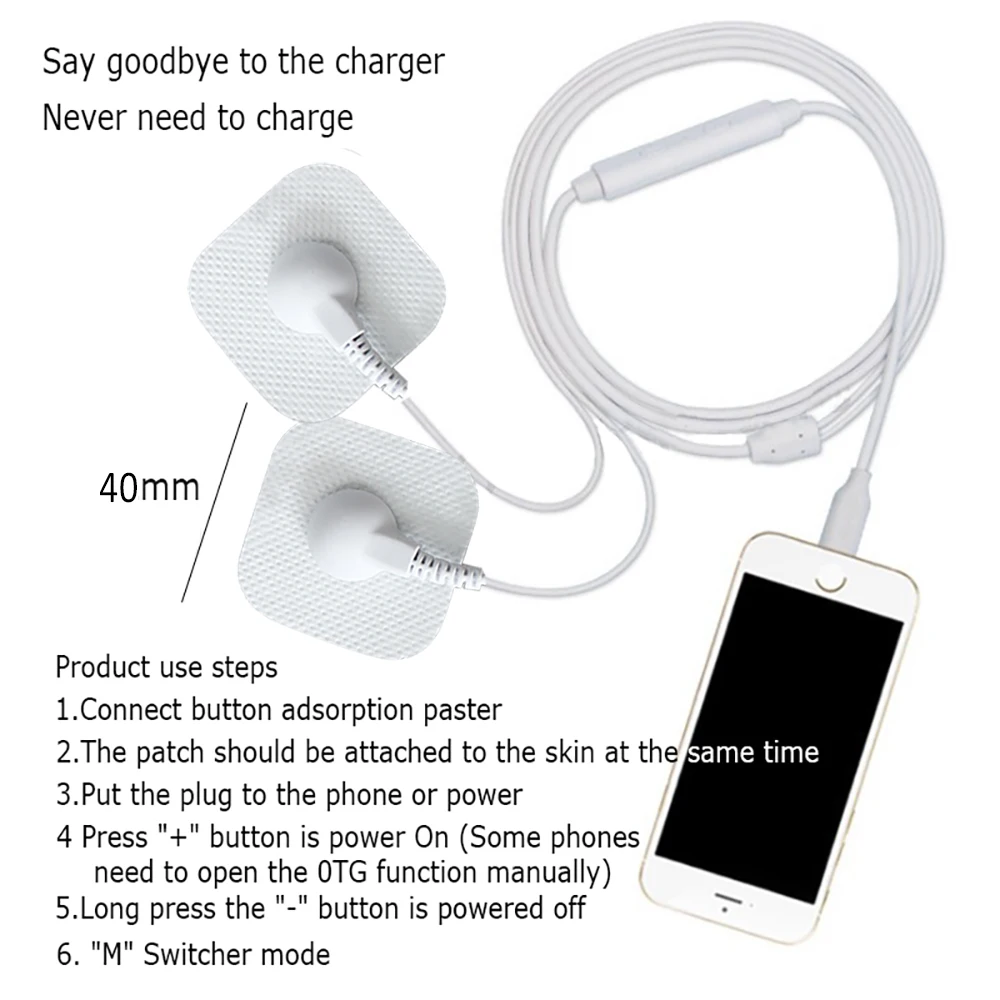 ミニポータブル電気刺激装置,体電極マッサージ装置,ems筋肉刺激装置,治療,子午線持ち運び用,携帯電話制御用