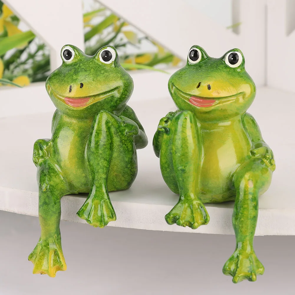 

2Pcs Resin Sitting Frogs Statue Outdoor Garden Decoration Sculpture For Home Desk Garden Ornament