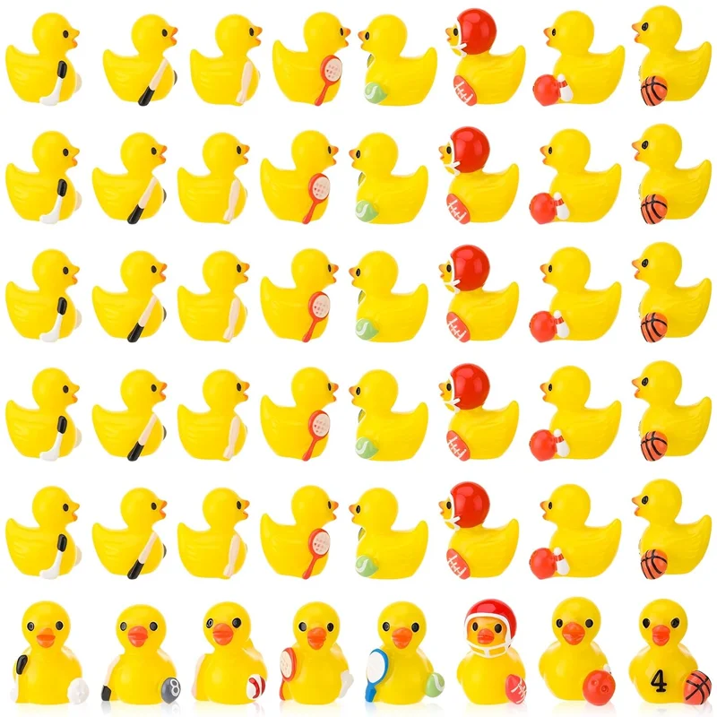 

5/10 Pcs Mixed Sports Resin Ducks Miniatures, Mini Little Duck Figurine for DIY Craft Projects Home Decoration Supplies