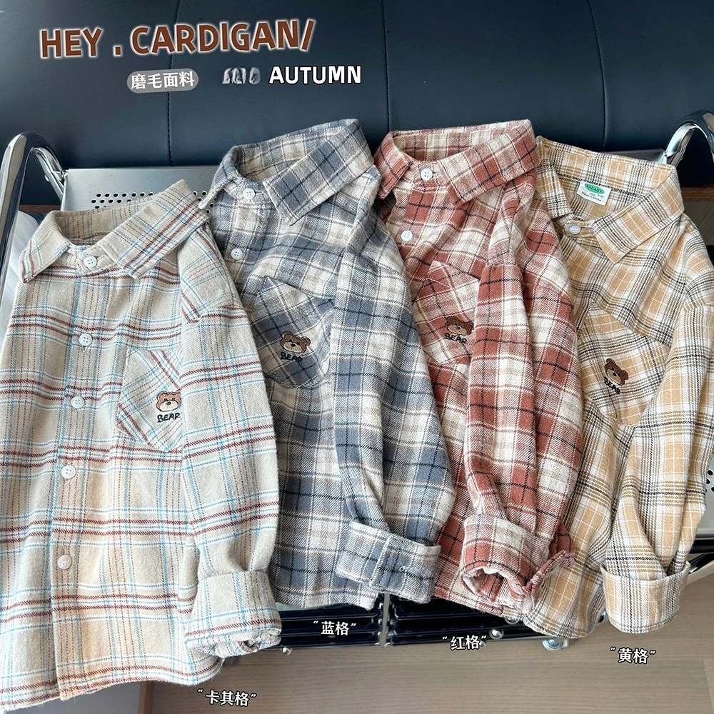 

Клетчатая рубашка для мальчиков на весну и осень, детская одежда для детей и мальчиков, новинка осени 202, оптовая продажа