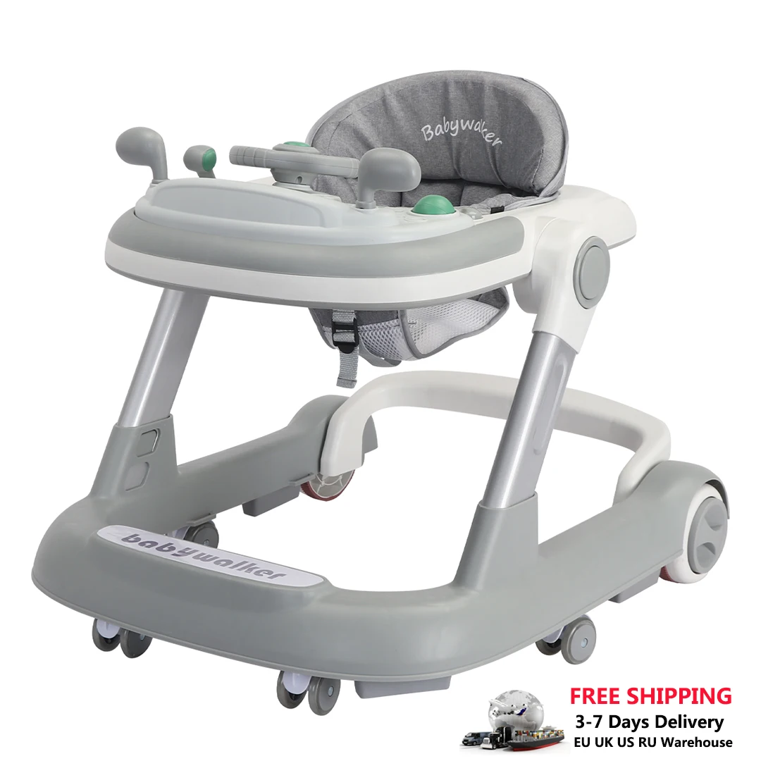 UBRAVOO 2in1 Toddler Push Baby Walker, with Removable Feeding Tray and Music Tray, Foldable Activity Walker for 6-18 Months