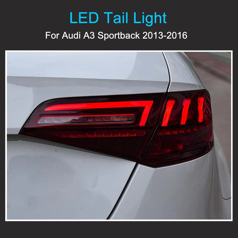 1 Pair LED Tail Light Assembly For Audi A3 Sportback 2013-2016 Taillights Plug and Play with LED Dynamic Turning Rear Tail lamps