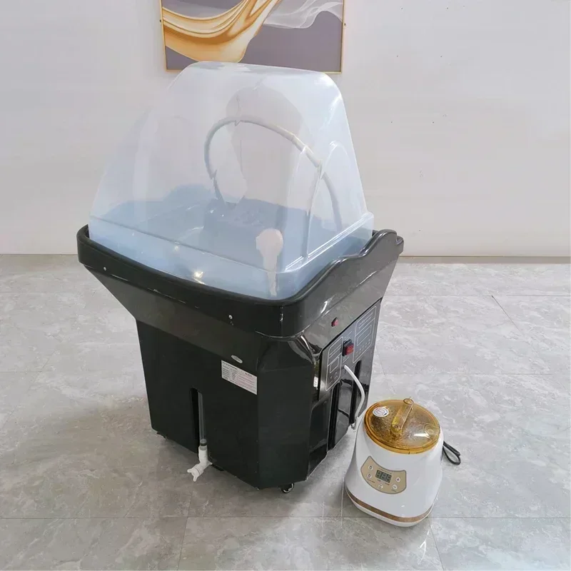 Movable Shampoo Basin Head Therapy Machine Supporting Massage Couch Facial Bed Fumigation Water Circulation Shampoo Machine