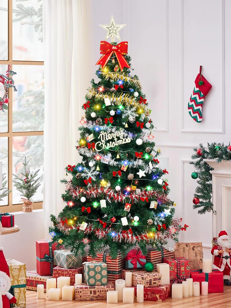 Juego de árbol de Navidad de 45 ~ 210CM, adorno navideño simulado, decoración navideña brillante para centro comercial, escaparate, fiesta en casa
