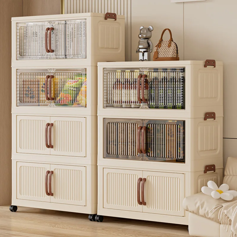 Folding Storage Cabinet Non Install Multi Layer Large Capacity for Bedroom Kids Kitchen Easy Use Kitchen Storage Cabinet