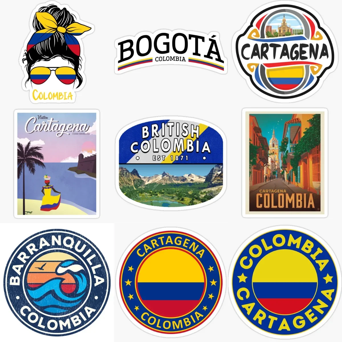 

Colombia Flag Landscape Creative PVC Sticker for Decorate Car Bicycle Window Wall Fridge Helmet Bumper Decal Accessorie