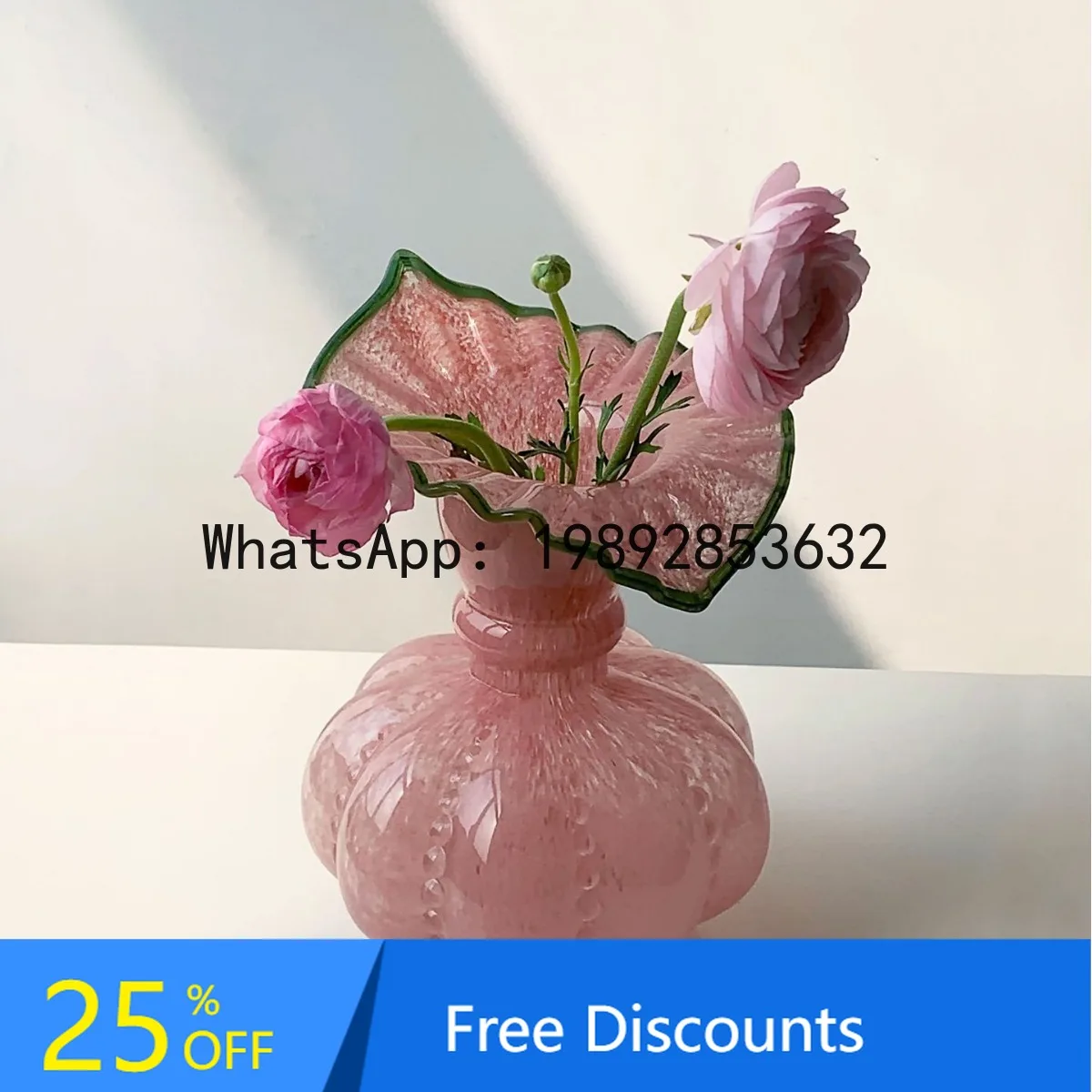 

FZ Modern Minimalist Vintage Fenton Style Pumpkin Handmade Glass Vase French Retro Flower Arrangement Desktop Ornament