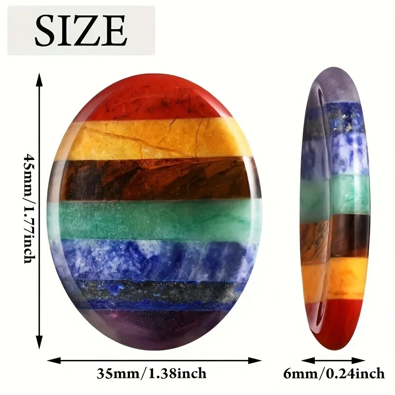 Chakra Palm Stone Natural Crystal Quartz 7 Colors Worry Thumb Gemstone Healing Massager Home Decor - view 6